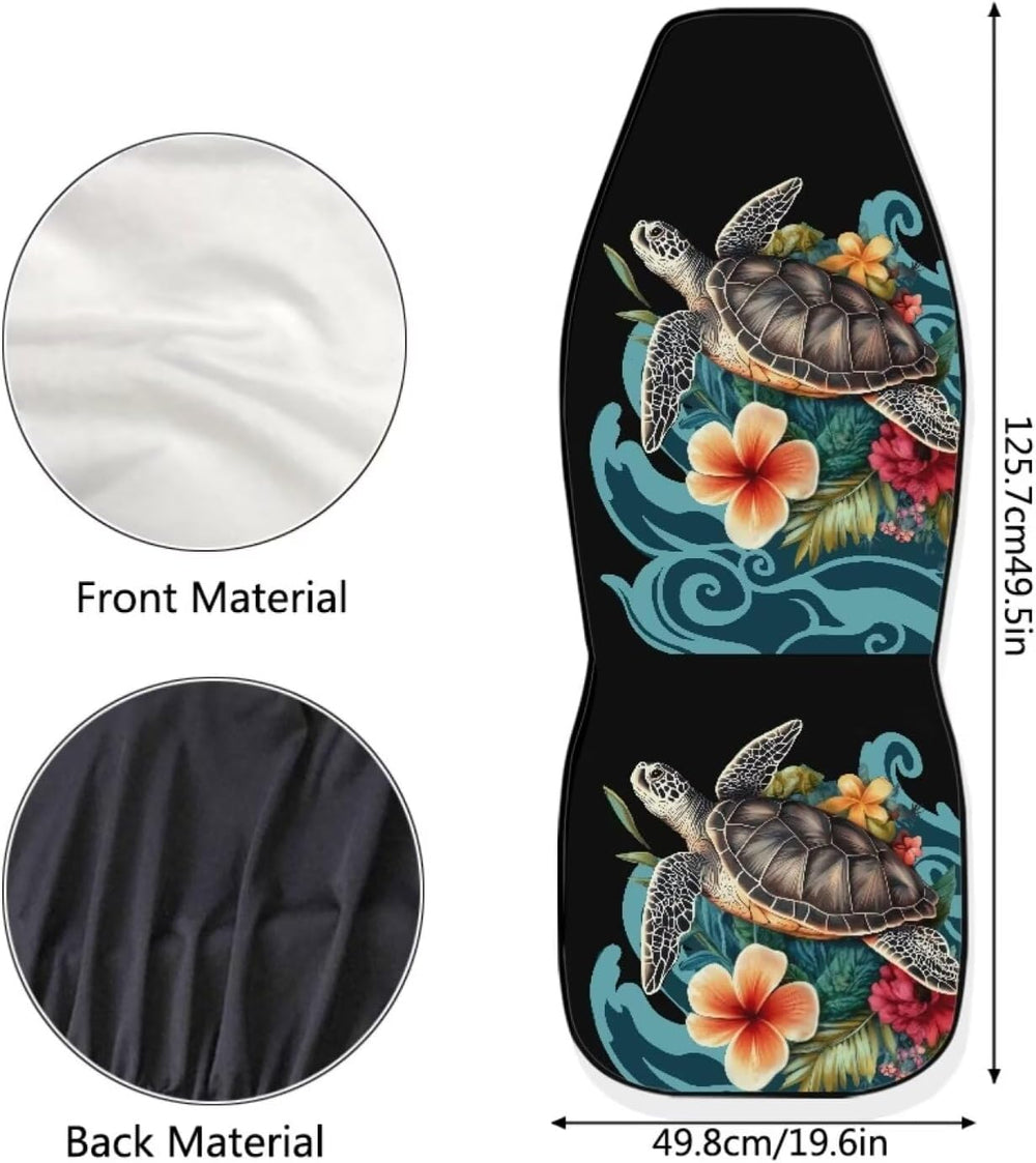 UNICEU 2 Piece Hibiscus Flower Sea Turtle Car Seat Covers Only Front,Easy to ...
