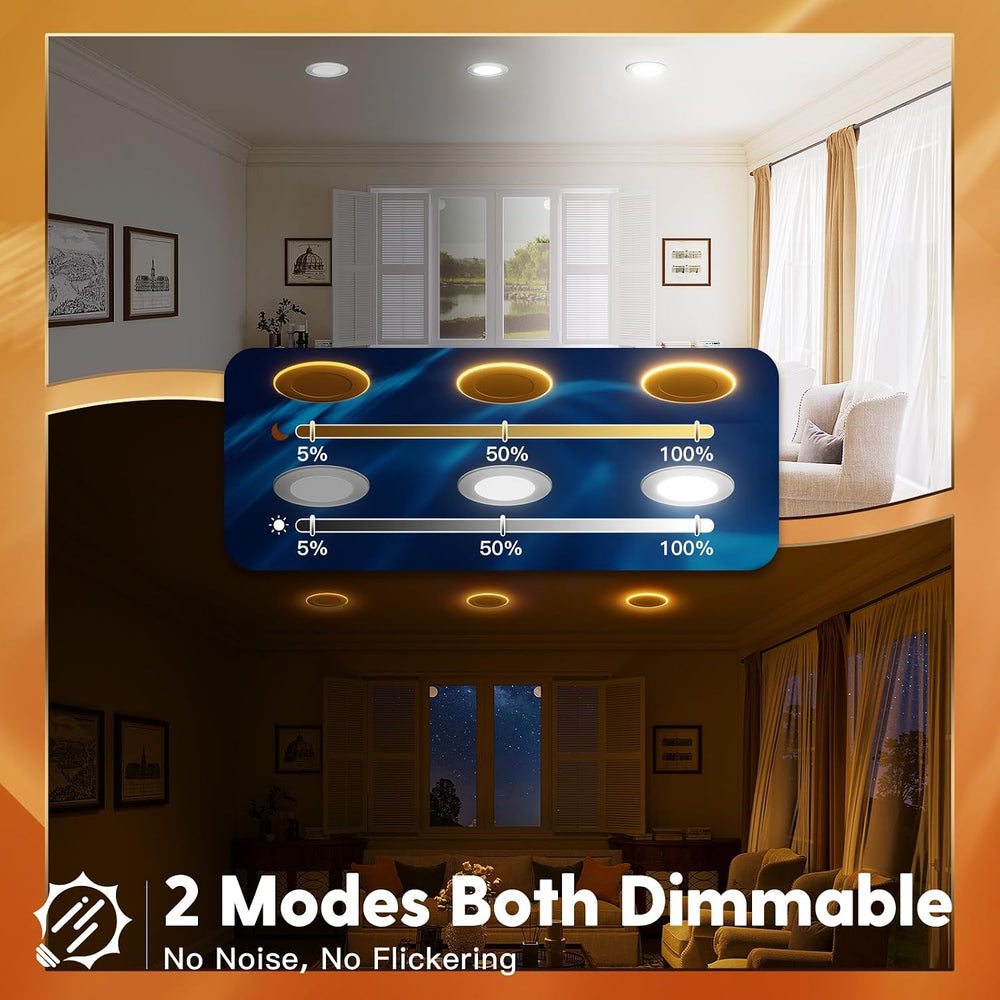 FREELICHT 6 Pack 5/6 Inch 5CCT LED Recessed Lighting with Night Light