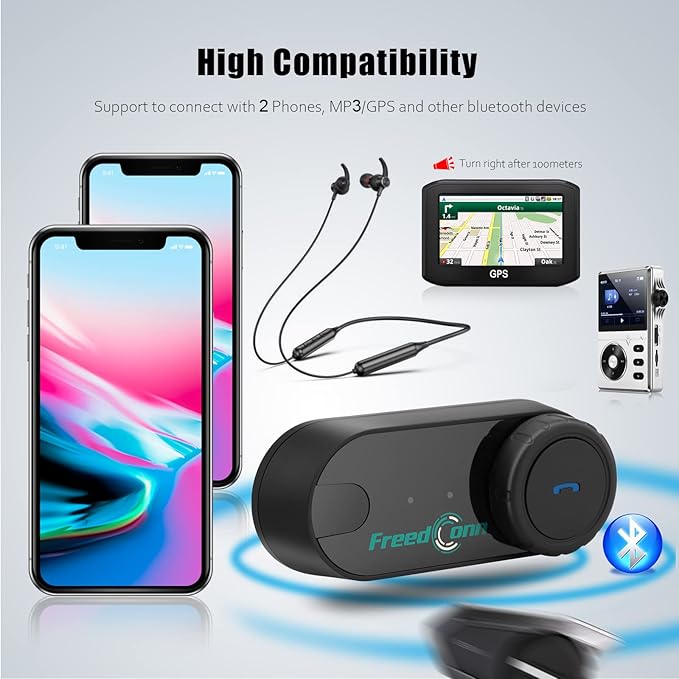 FreedConn TCOM VB Motorcycle Helmet Bluetooth Headset, Motorcycle Communication
