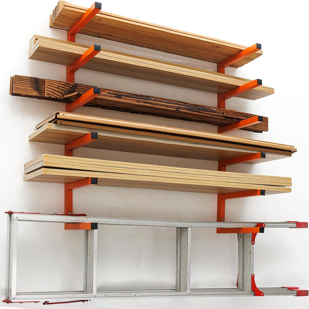 Heavy Duty Lumber Storage Rack Wall Mount, Metal Wood Rack Organizer (4pack)
