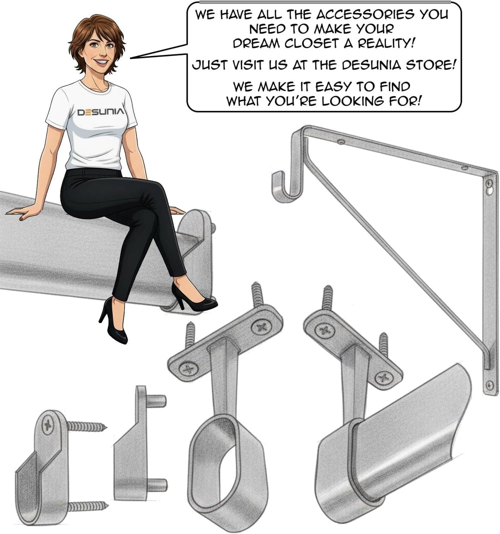 CUSTOM CUT | Oval Closet Rod | Up to 48" | Screw-on Wall Brackets | Sati...