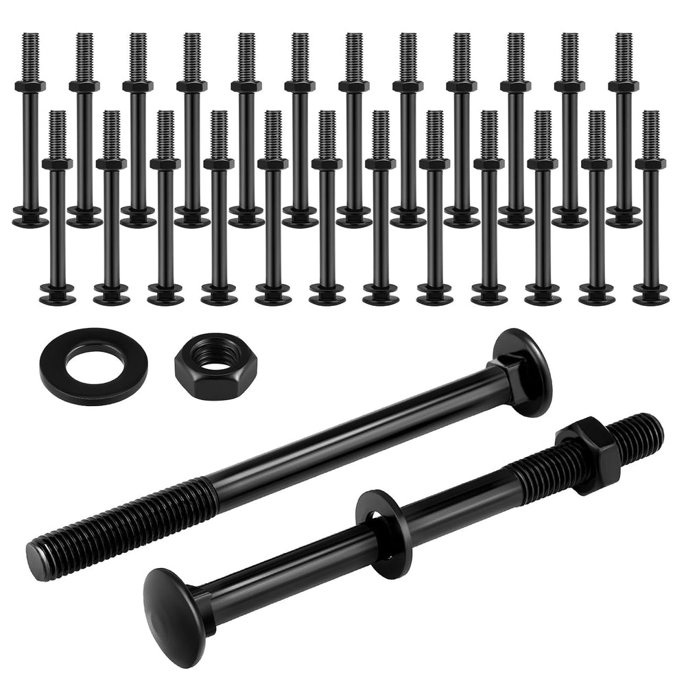 Zonon 24 Sets Carriage Bolt, Black, 1/2 x 6 Inch