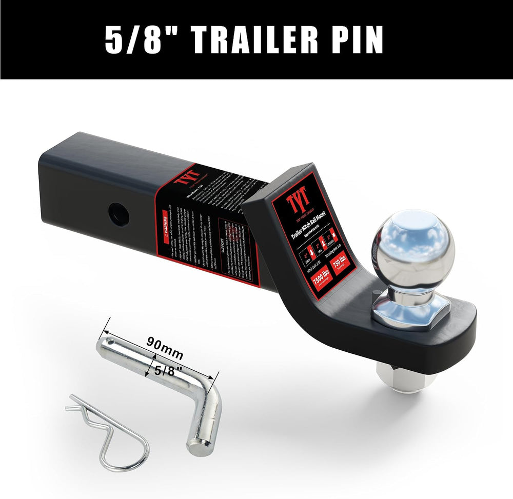 TYT Trailer Hitch Ball Mount with 2 Inch Ball & Pin, Fits 2 Inch Receiver...