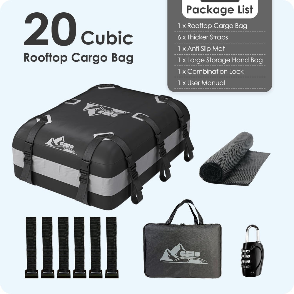 Car Rooftop Cargo Carrier Bag 20 Cubic Feet, 100% Waterproof Heavy Duty Car R...