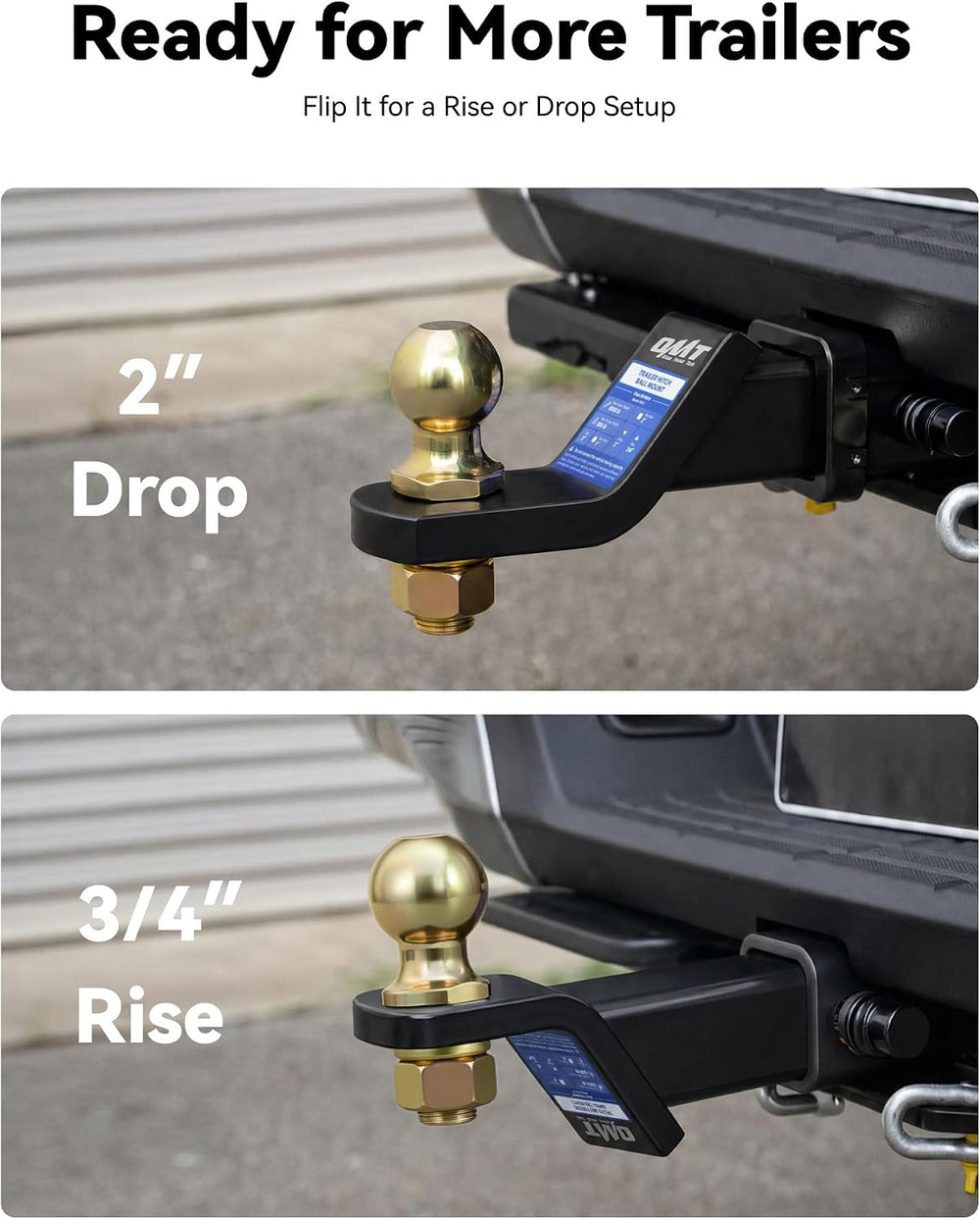 OMT Trailer Hitch Ball Mount with Locking Hitch Pin, 2" Receiver, 2"...