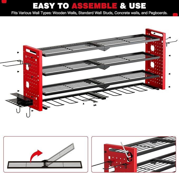 Power Tool Organizer Wall Mount, Cordless Drill Organizer, 4 Layers Large