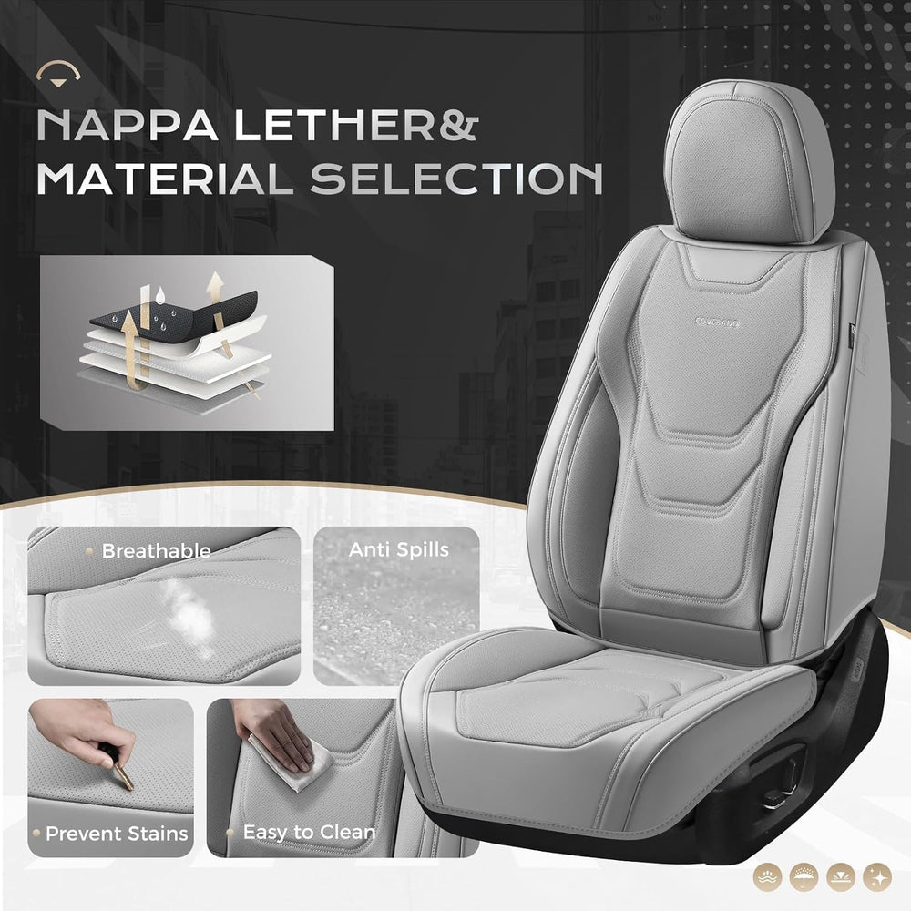 Coverado Car Seat Covers Full Sets, 5 Piece Car Seat Protector Waterproof Lea...