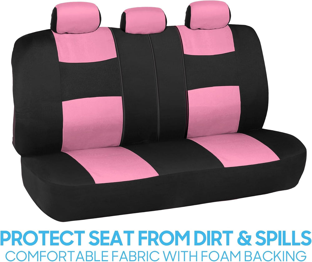 BDK PolyPro Pink Car Seat Covers Full Set with 4-Piece Car Floor Mats - Two-T...