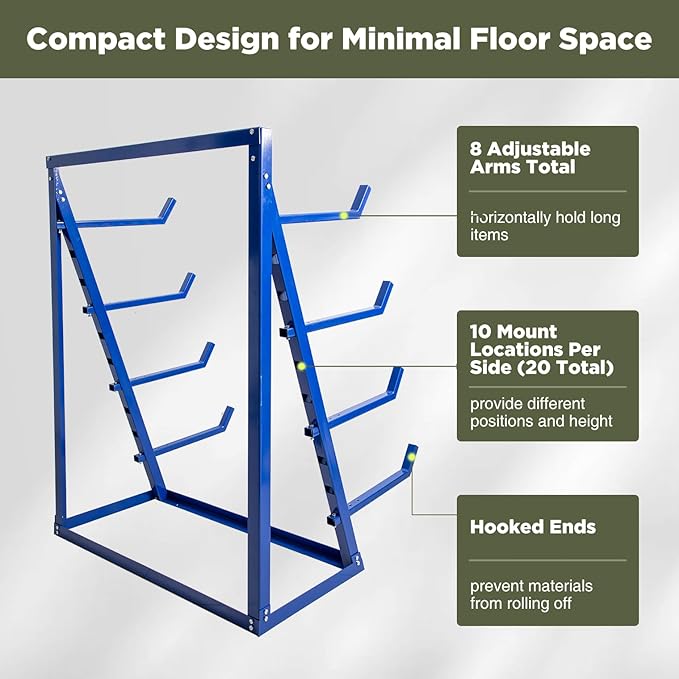 4 Tier Steel Horizontal Storage Rack, Heavy Duty Free Standing Bar Storage