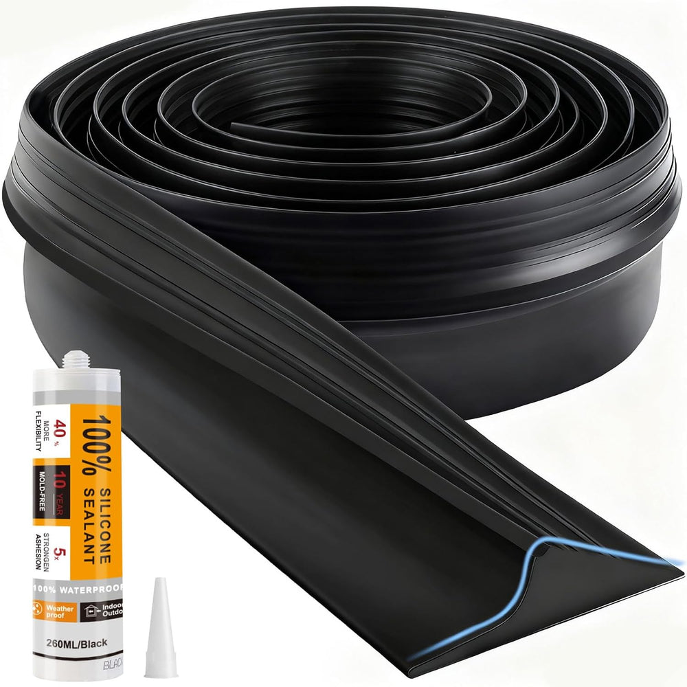 Jin&Bao Black Garage Door Threshold Seal 16FT Rubber Strip & 1 Adhesive