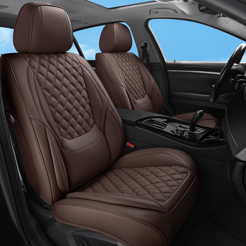 Brown Car Seat Covers Front Seats,Leather Seat Covers for Cars