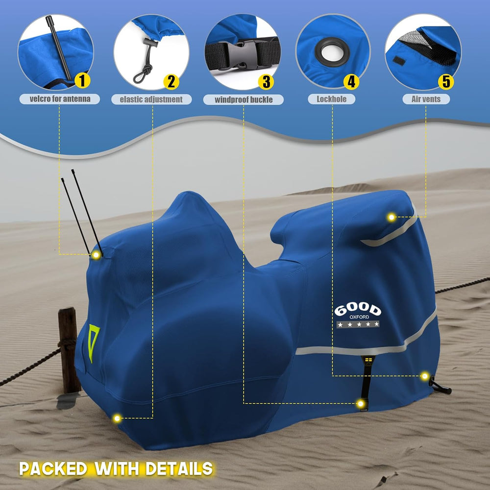 Motorcycle Cover with Side+Top Box Heavy Duty 600D Waterproof for Touring Mod...