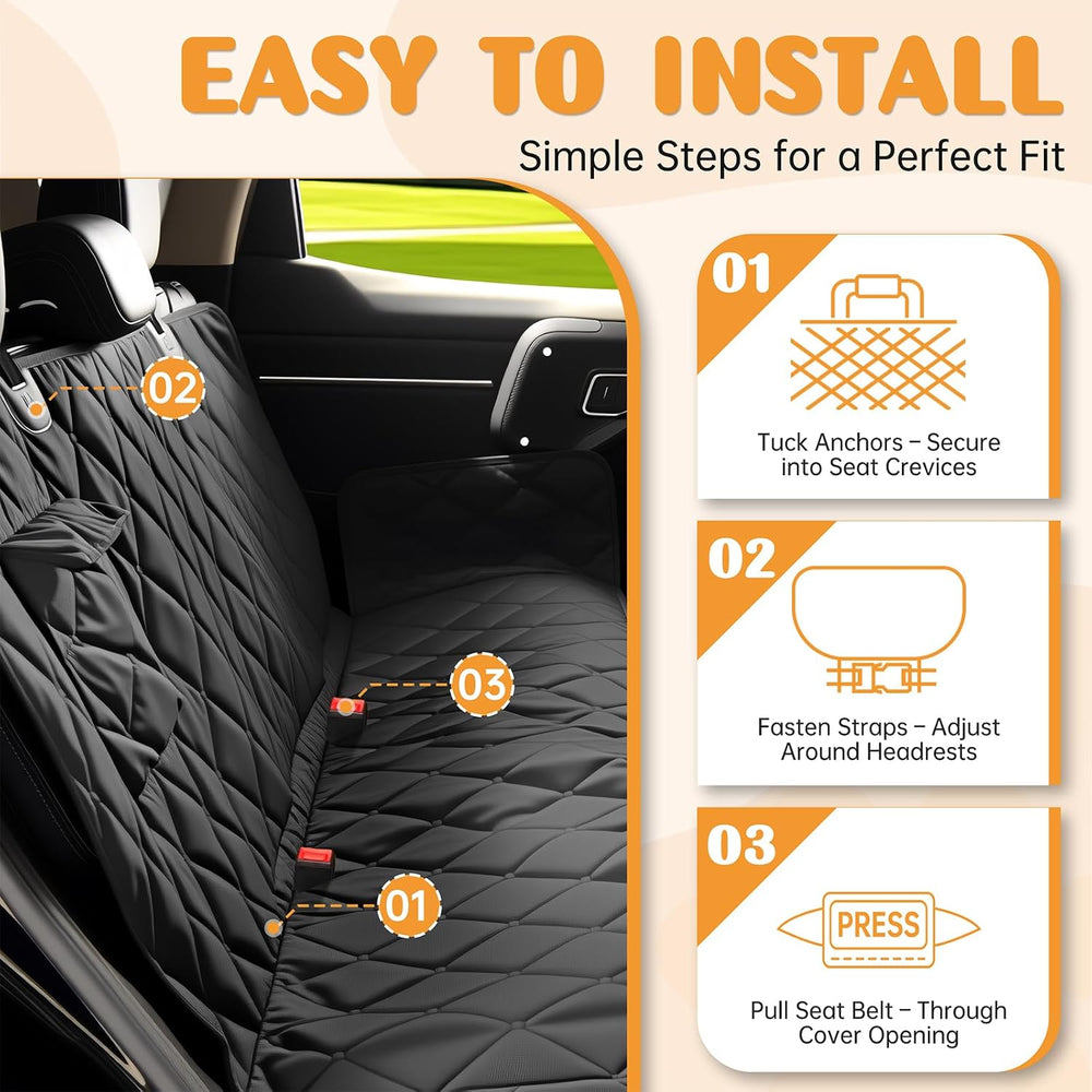 Dog Car Seat Cover for Back Seat 100% Waterproof, Long-Lasting and Soft Nonsl...
