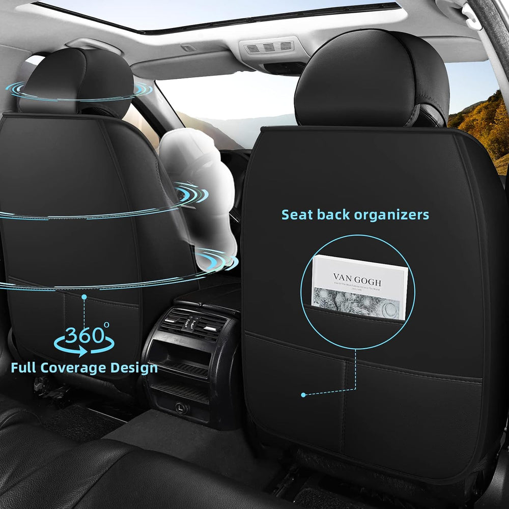 FREESOO Universal Car Seat Covers Full Set Faux Leather Black Blue