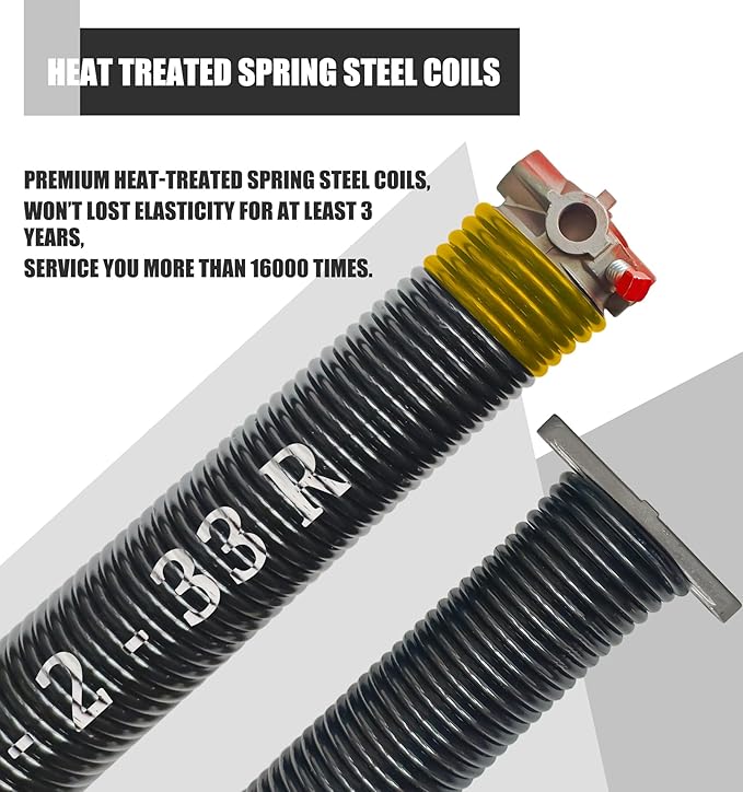 Garage Door Torsion Spring Set, Pair of 2" Electrophoresis Coated Garage...