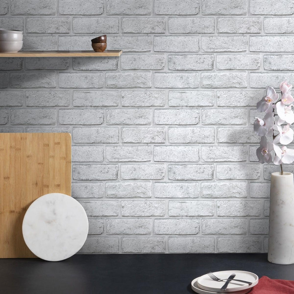 COMSTICKC 3D Faux White Brick Wall Panels Peel and Stick Wall Stickers