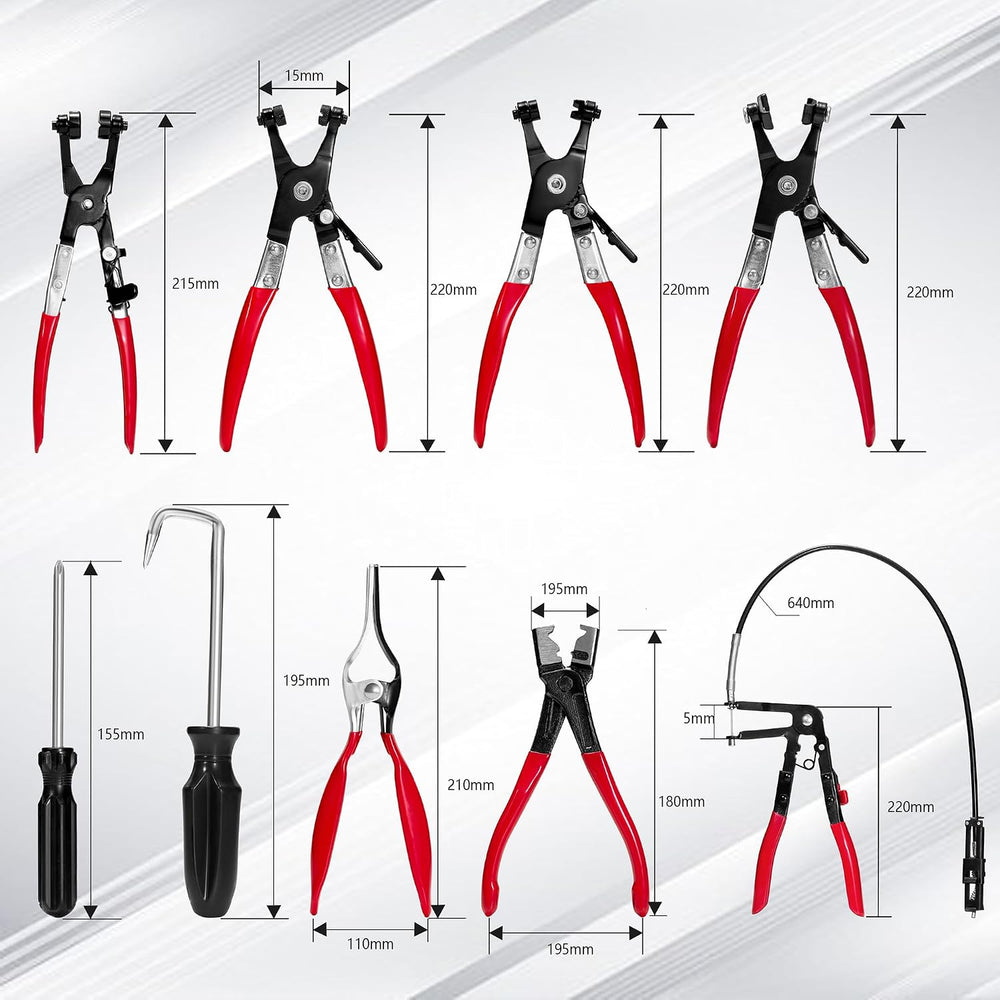 9-Piece Hose Clamp Pliers Set for Fuel Line Disconnect Tool & Water Hoses...