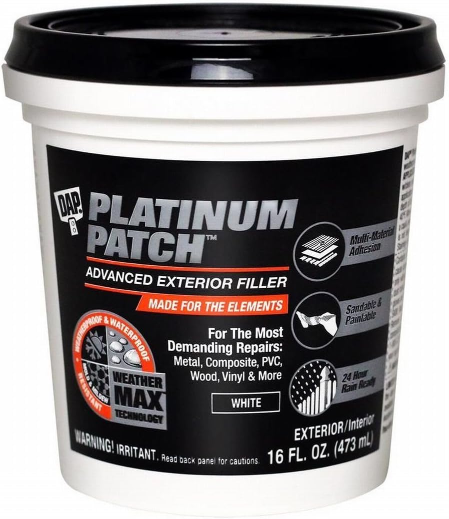 DAP Weatherproof Patching Compound, White, 16 Oz (7079818740) (Pack of 4)