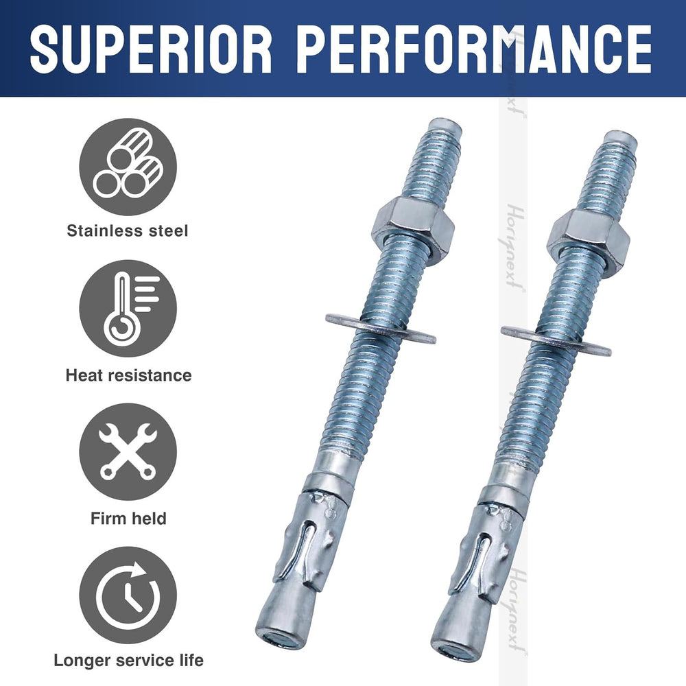 3/8 Concrete Anchors, 3/8 Wedge Anchors Bolts, 4-1/2" L, 30 Pcs