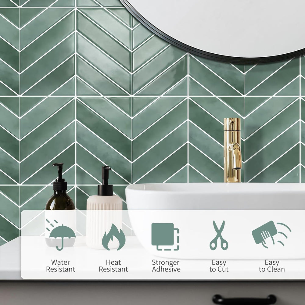 10 Sheets Thicker Herringbone Peel and Stick Backsplash