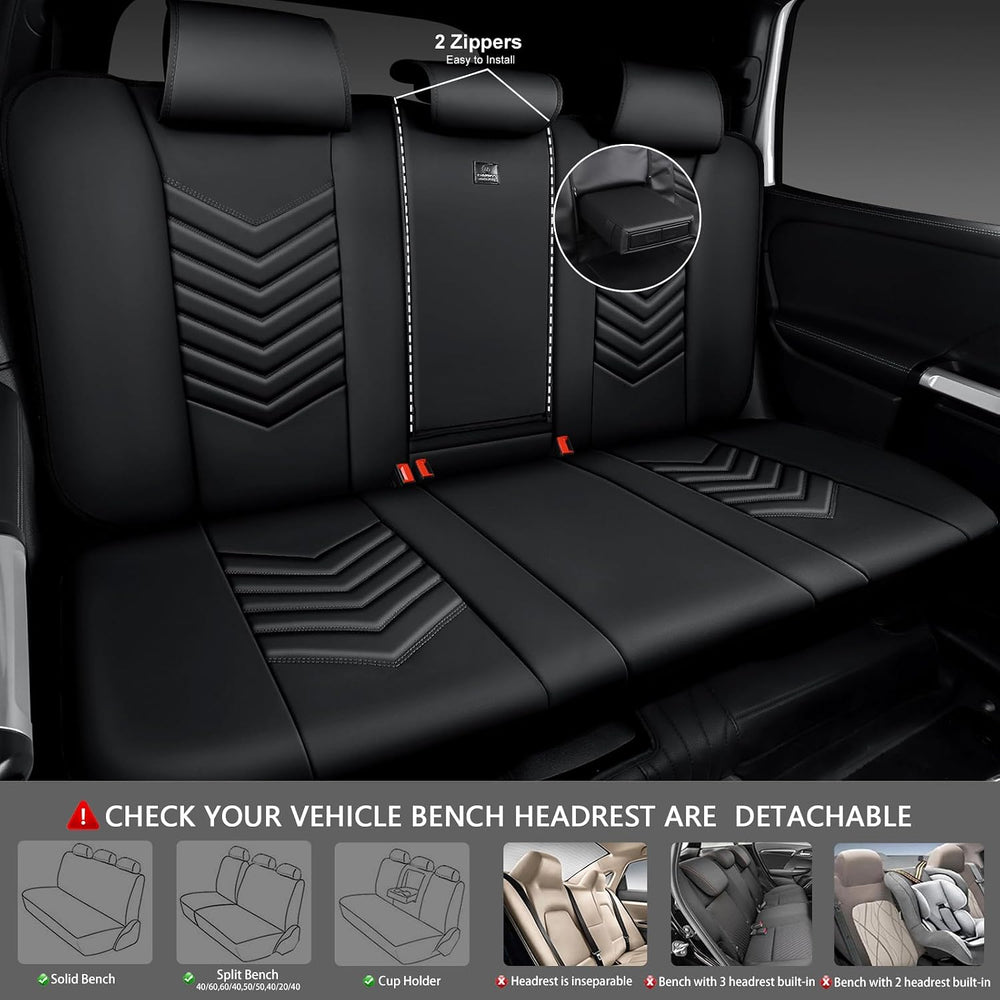 CAR PASS 3D Foam Faux Leather Seat Covers Full Set,Waterproof Leather Seat Co...