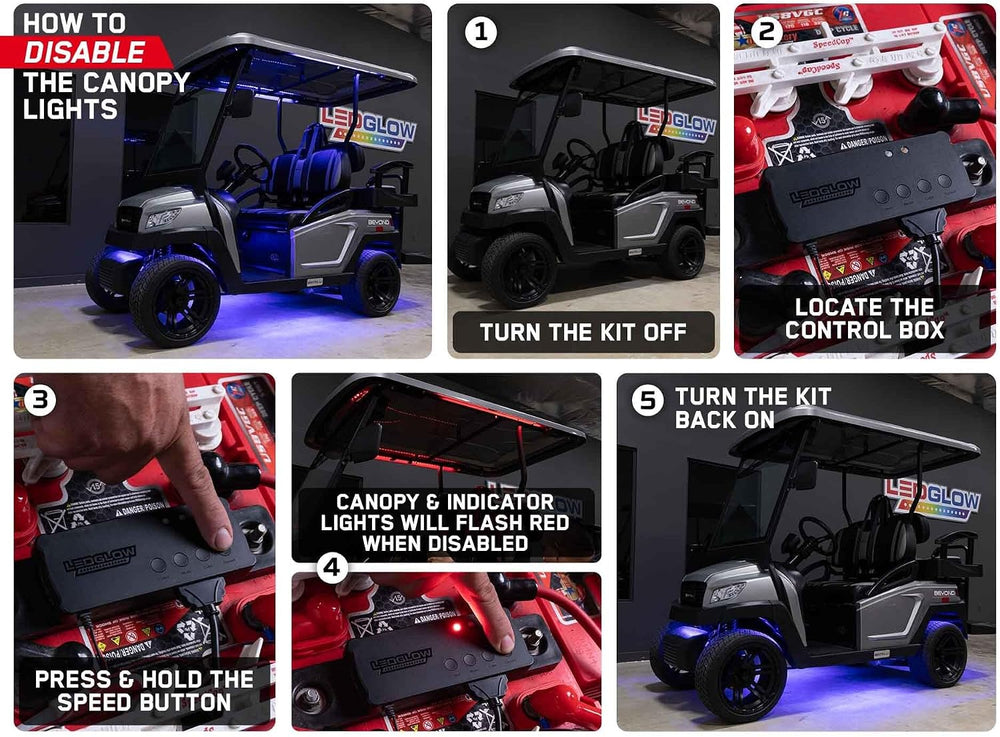 LEDGlow 12pc Million Color LED Golf Cart Underglow Kit for 12V 6-Seater