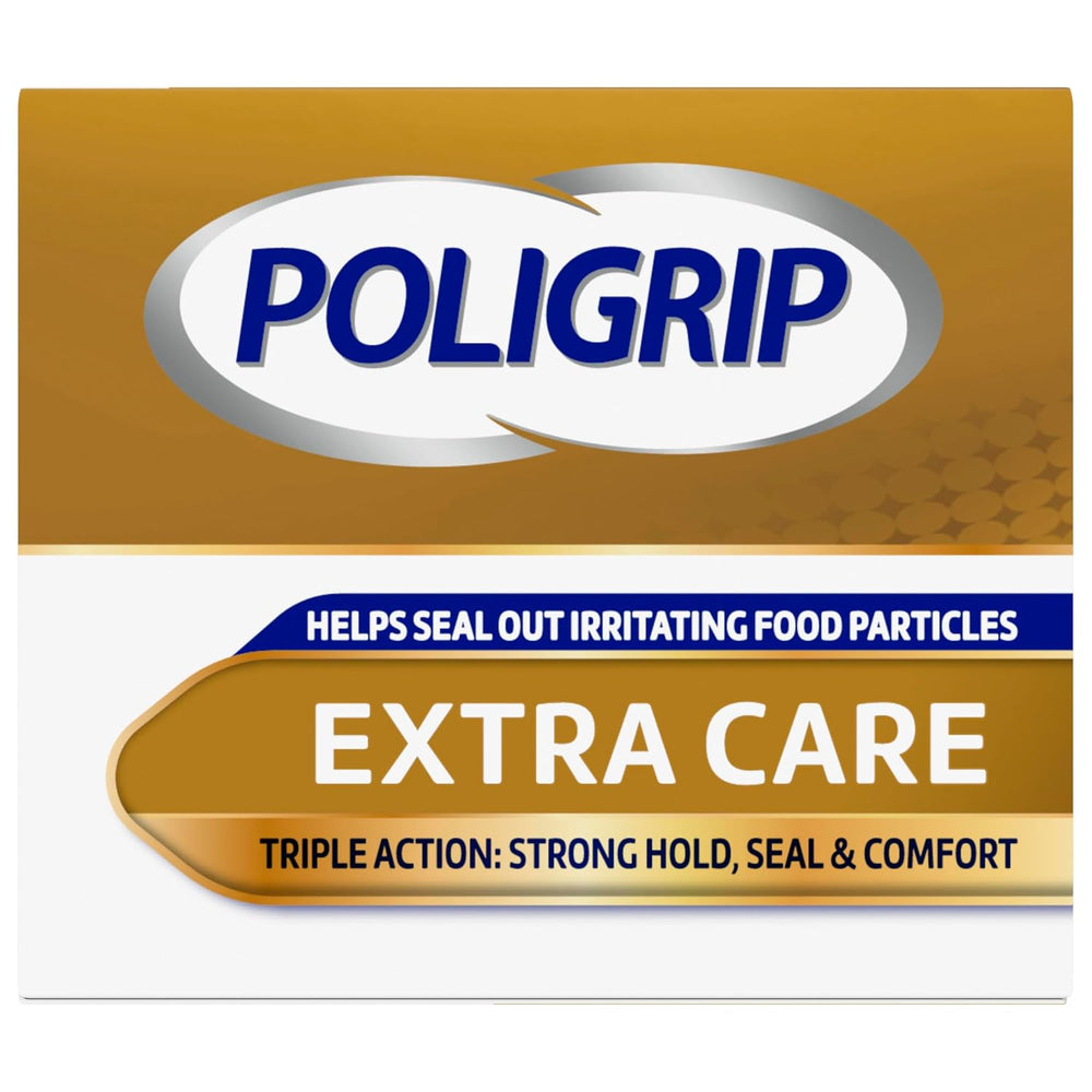 Poligrip Extra Care Denture Adhesive Cream, 2.2 oz (4 Pack)