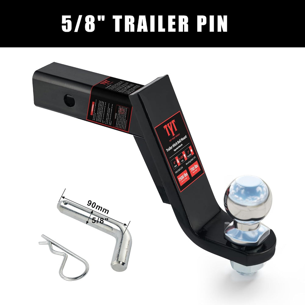 TYT 6-Inch Drop Trailer Hitch Ball Mount with 2" Ball for 2-Inch Receiver