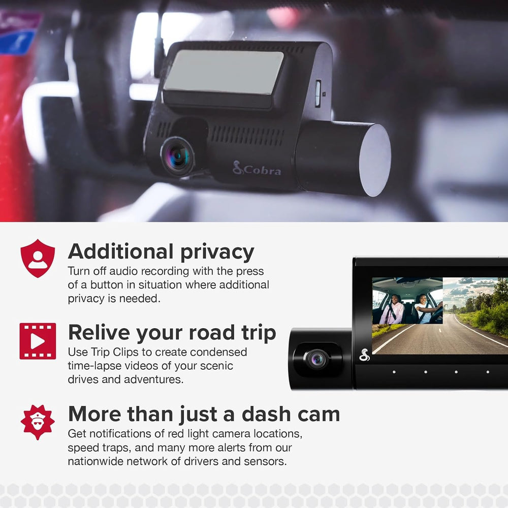 Cobra Smart Dual View Front and Cabin Dash Cam (SC 220C), 360 Alerts