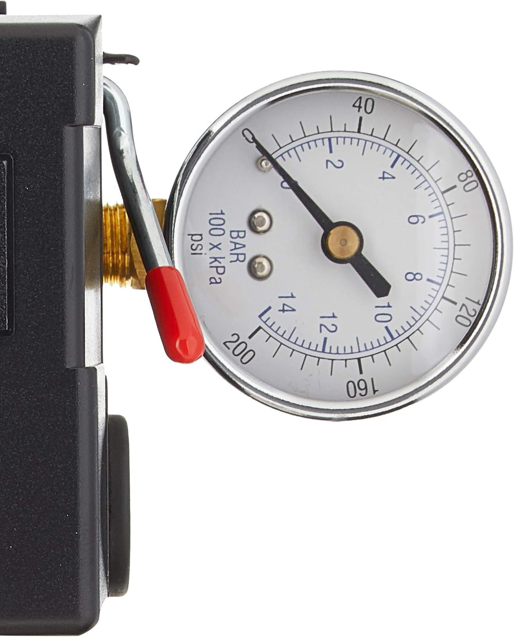 26 AMP H/D PRESSURE SWITCH AIR COMPRESSOR 145-175 4 PORT w/0-200 psi Gauge &a...