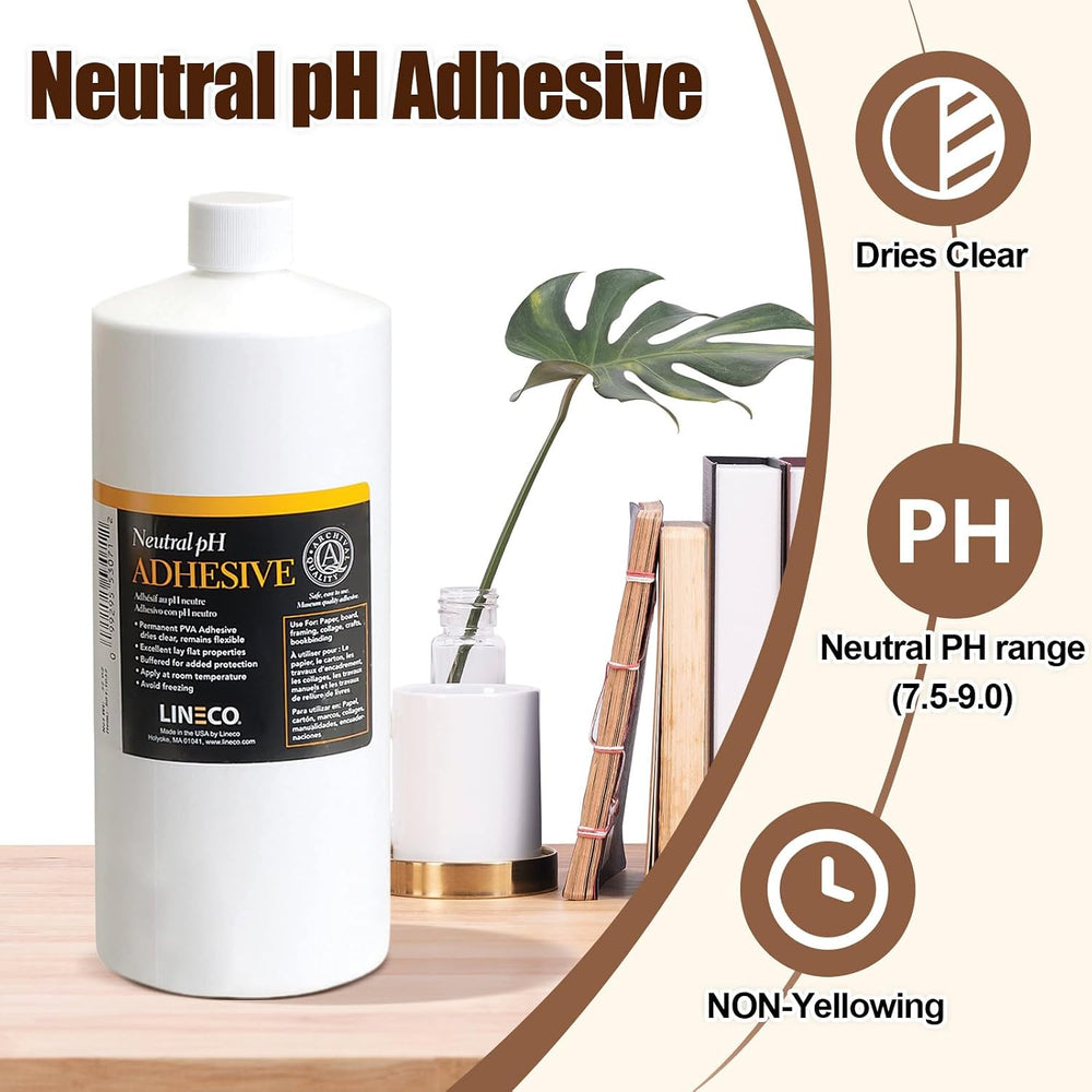 Lineco Neutral pH Adhesive, All-Purpose Glue, 1 Quart, White, 2 Pack