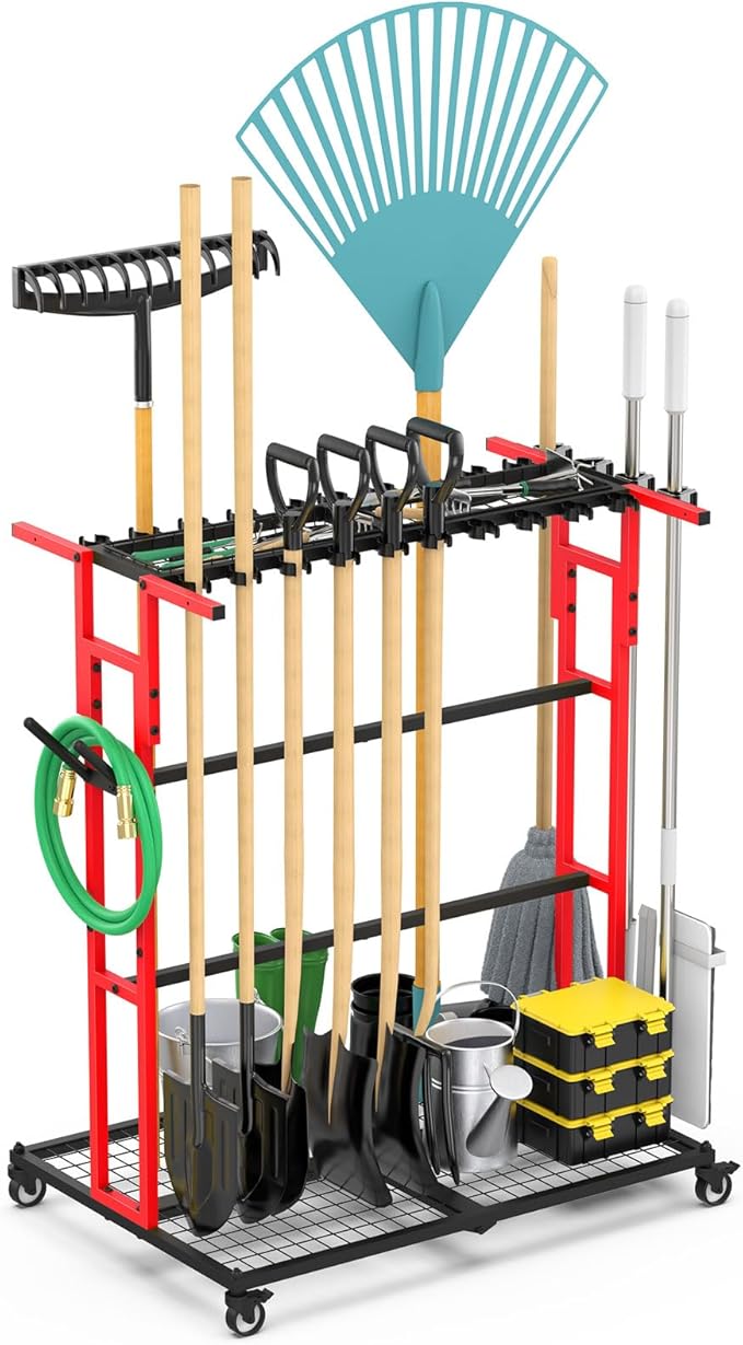 CCCEI Garage Organization with Wheels, Outdoor Gargen Yard Shed Tools Organizer
