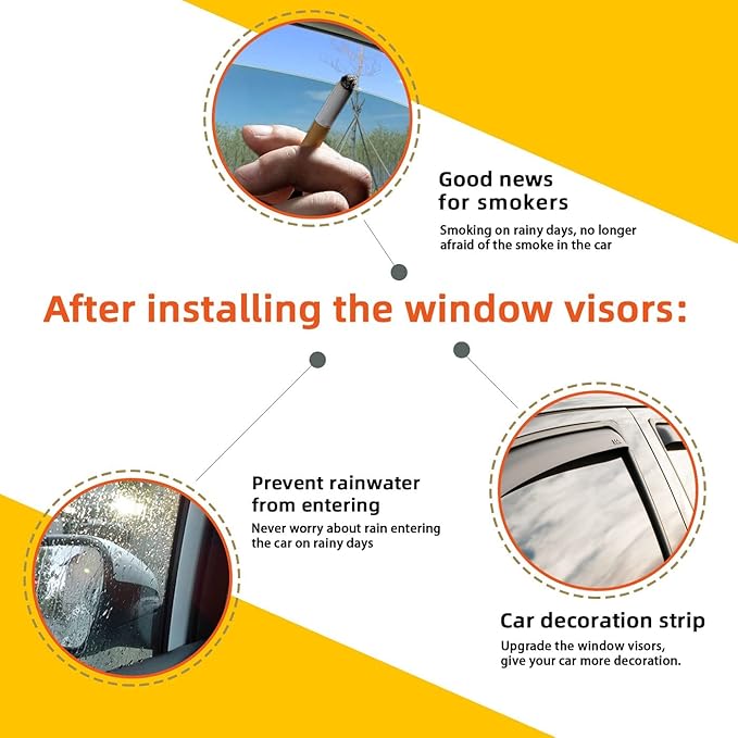 4 pcs Compatible with 2000-2004 Nissan Xterra Front+Rear Sun/Rain Guard Outside