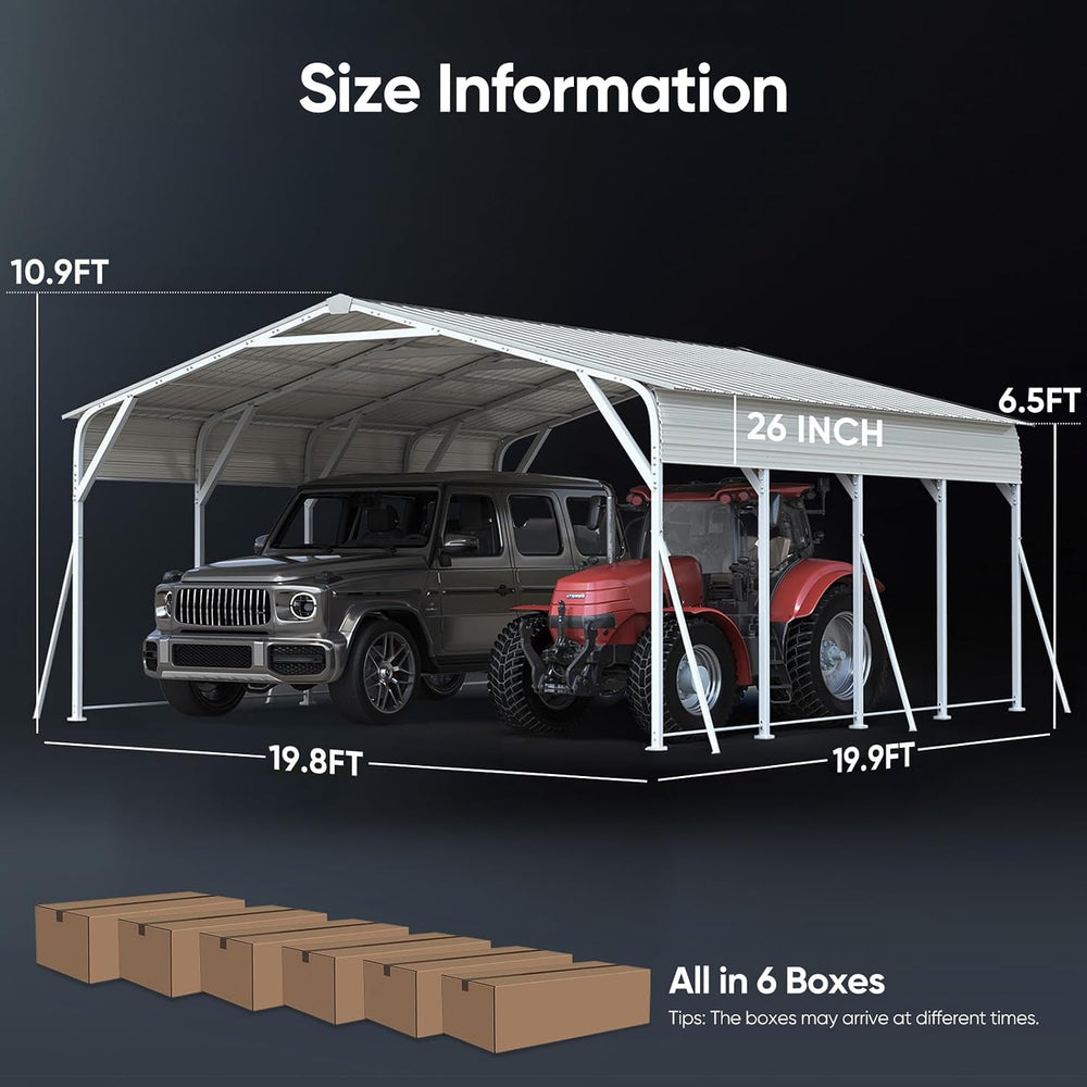 20x20 FT Heavy Duty Metal Carport with Vertical Roof, Pre-Drilled All Weather...