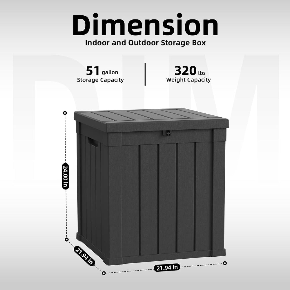 EasyUp 51 Gallon Outdoor Storage Box, Outdoor Deck Boxes for Garden Tools Equ...