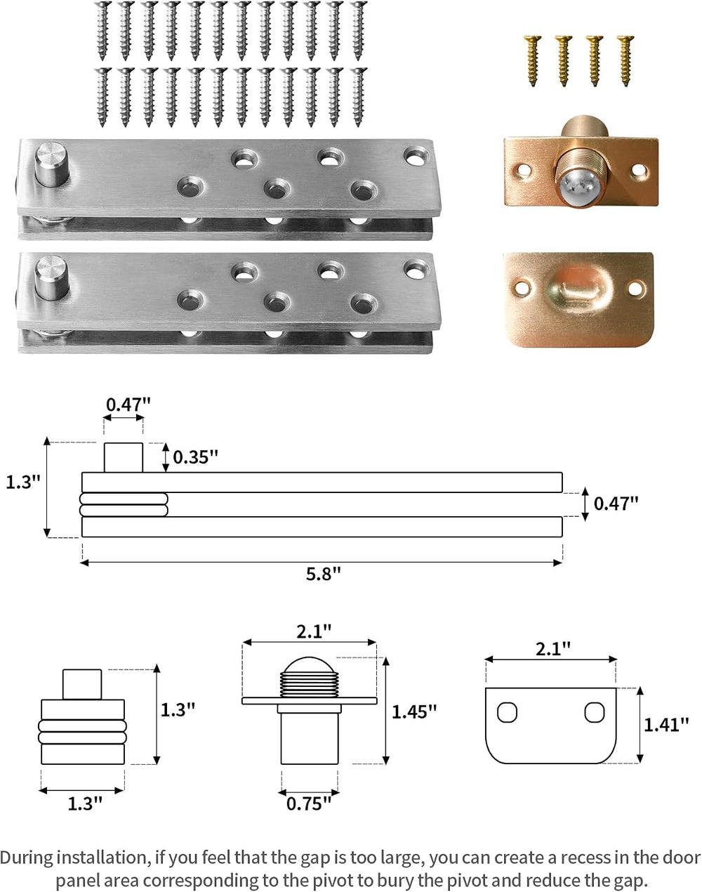 Heavy Duty Pivot Hinge for Wood Door with 360 Degree Rotation,Ideal for Hidde...