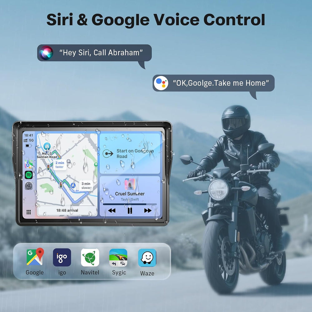 WonVon 5 Inch Motorcycle Carplay GPS Navigation System with Apple Carplay and...