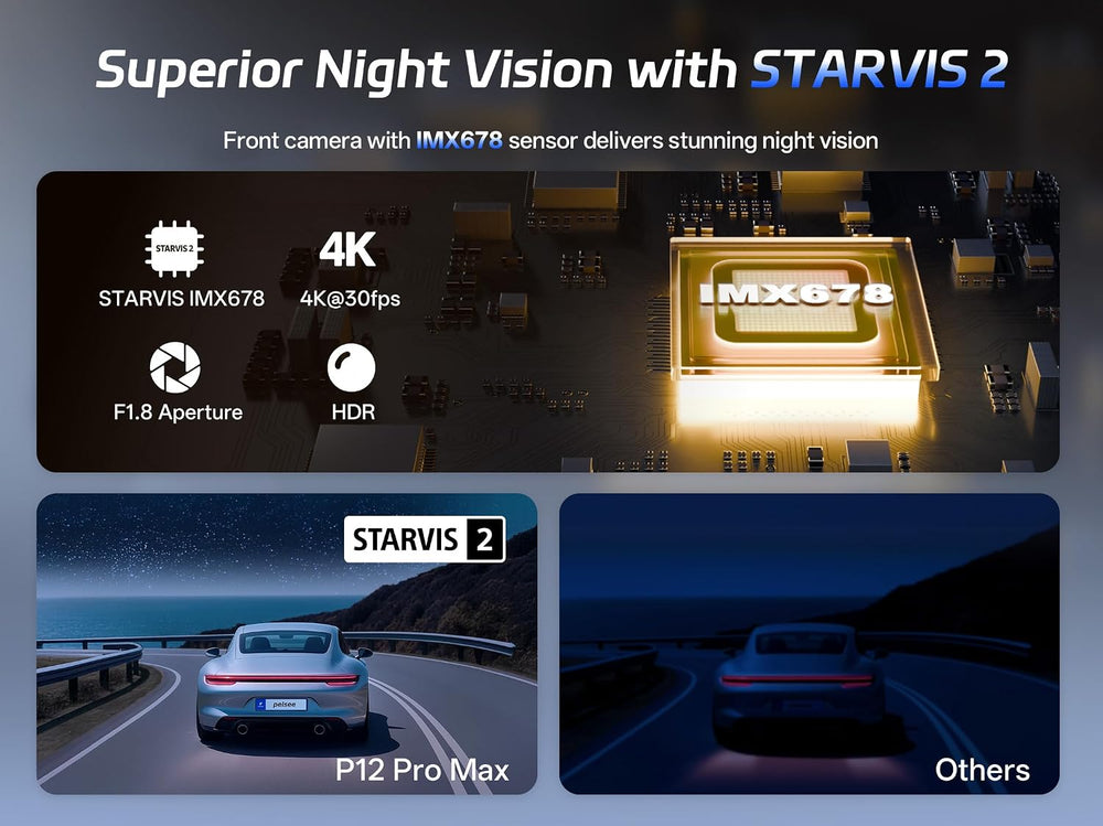 Pelsee P12 Pro Max 4K+2.5K Mirror Dash Cam w/Starvis 2 IMX678