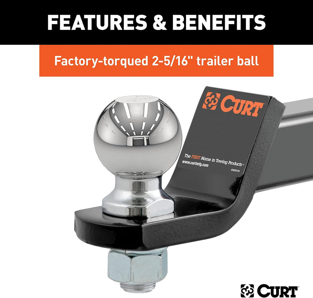 CURT Manufacturing 45041 Class III 2" Loaded Ball Mount with 2-5/16"...