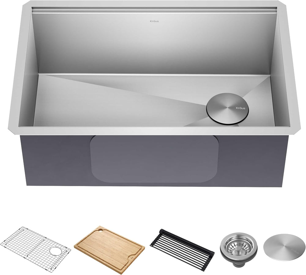 KRAUS Kore 28-Inch Undermount Workstation 16 Gauge Single Bowl Stainless Steel