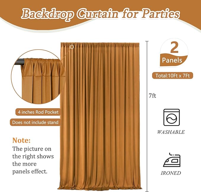 10 x 7 Feet Brown Backdrop Curtain for Partie, Background Curtains for Photos...