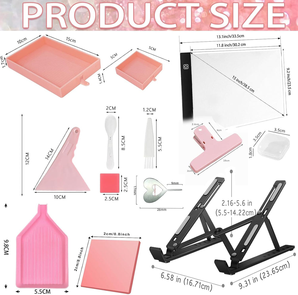 XEUZK All-Inclusive Diamond Art Accessories Kit with A4 Diamond Painting Ligh...