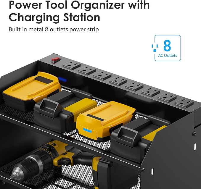 CCCEI Modular Power Tool Organizer Wall Mount Charging Station, Garage Drill