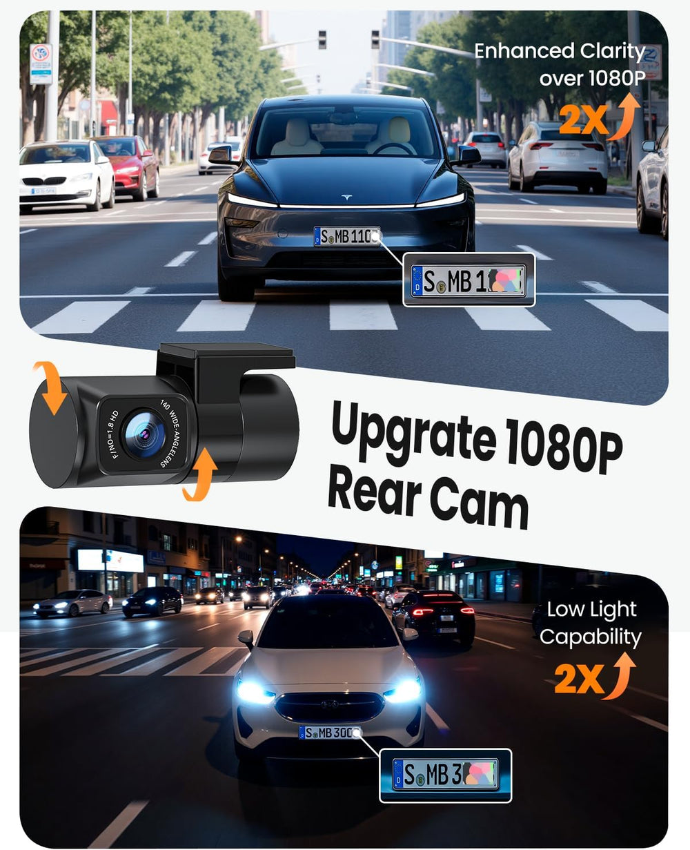 4K Dash Cam Front and Rear, Built-in WiFi GPS, 3" IPS Screen