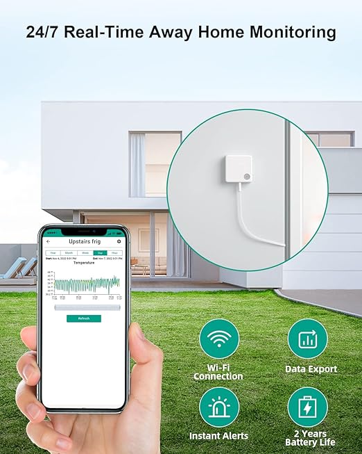 WiFi Thermometer Freezer Alarm, Email Alert, App Notification, Data Record