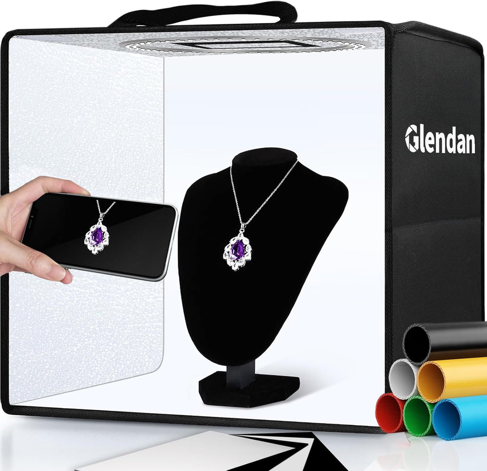 Glendan Portable Photo Studio Light Box,12"x12" Professional Dimmab...