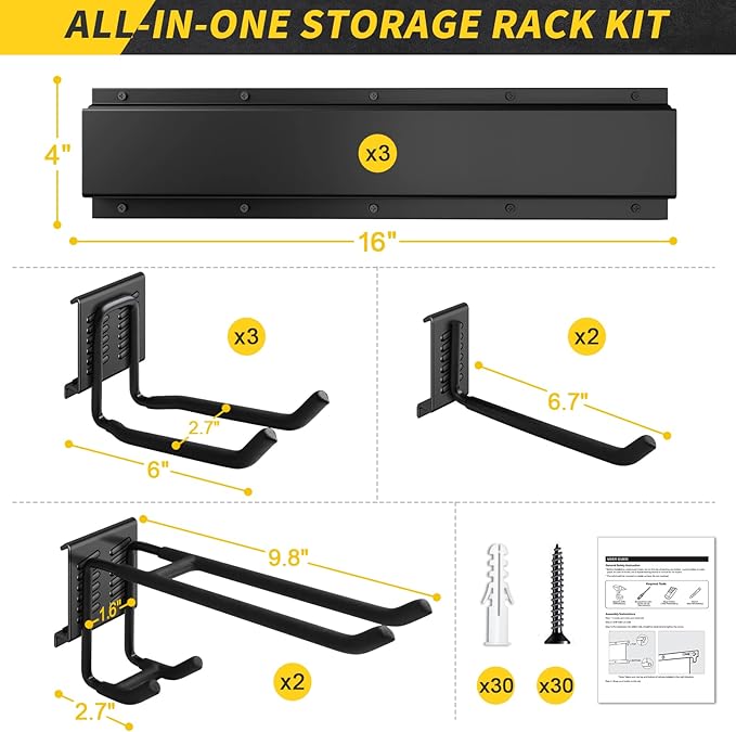 48 Inches Garage Storage, Garage Organization, Wall Mount Garden Tool Organizer