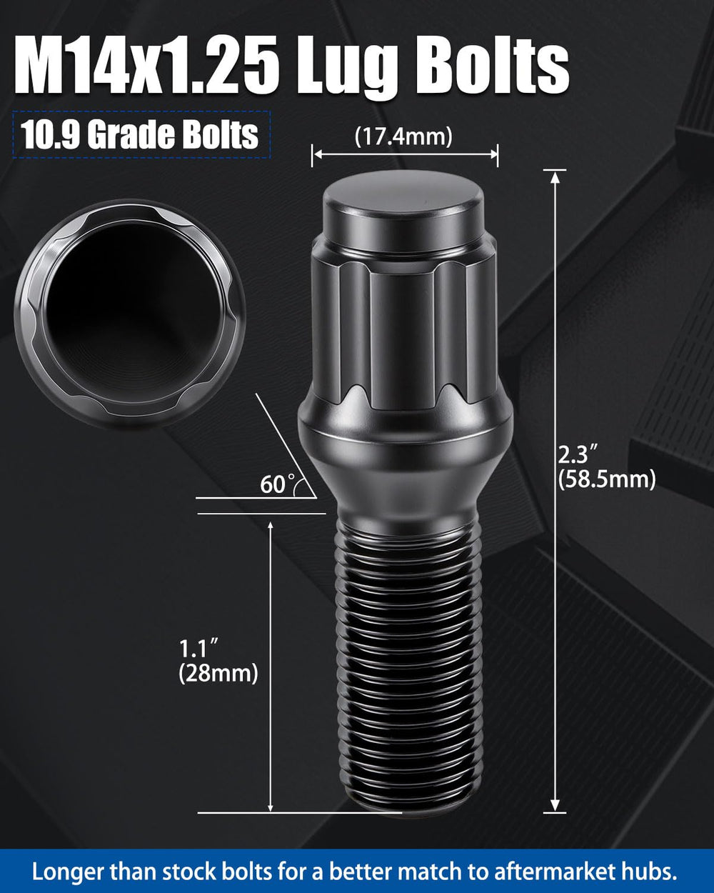 GAsupply M14x1.25 Lug Bolts 28mm Shank fits for BMW i3, i4, i5, i7, i8, ix, M...