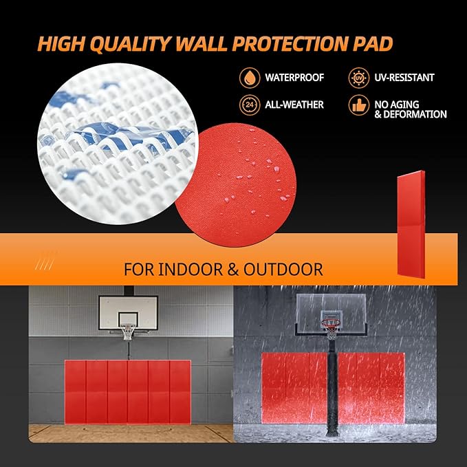 PROGOAL 2"/4" Thick Foam Protection Wall Pad,Gym Basketball-Court