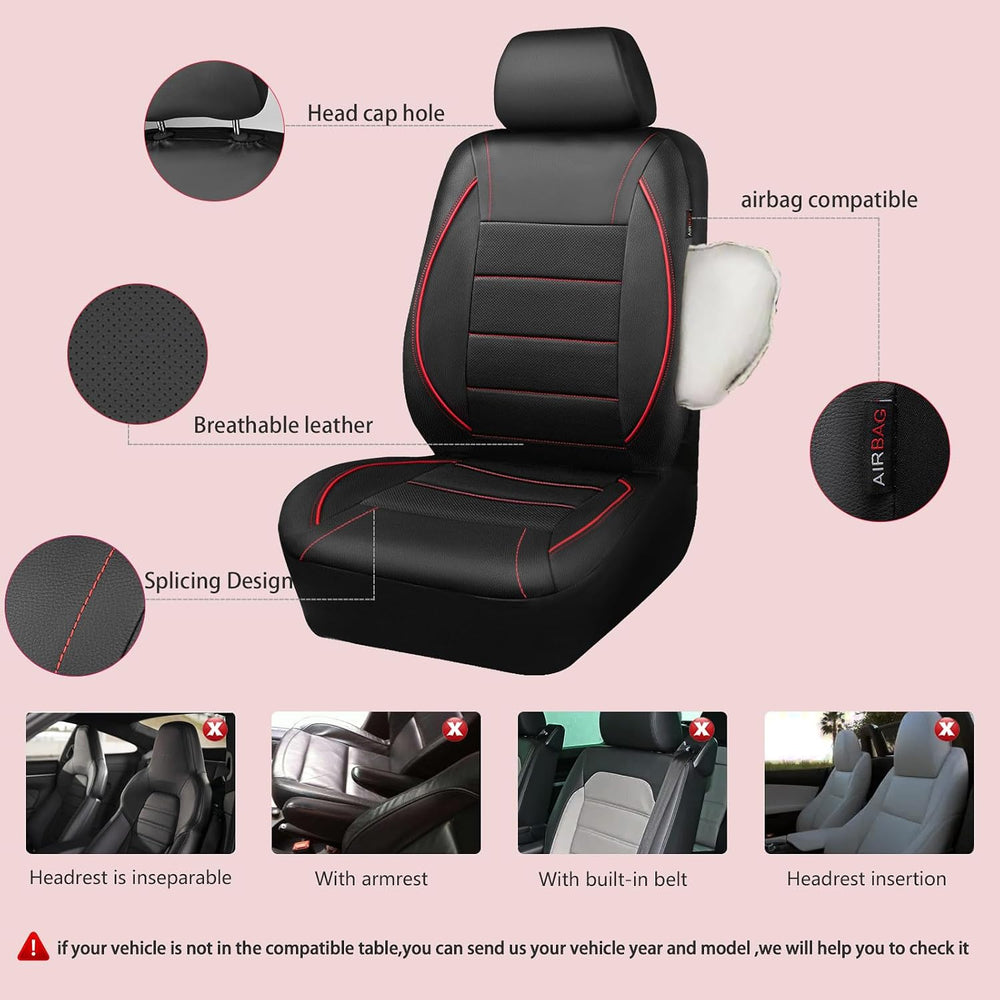 CAR PASS Universal FIT Piping Leather Car Seat Cover, for suvs,Van,Trucks,Air...